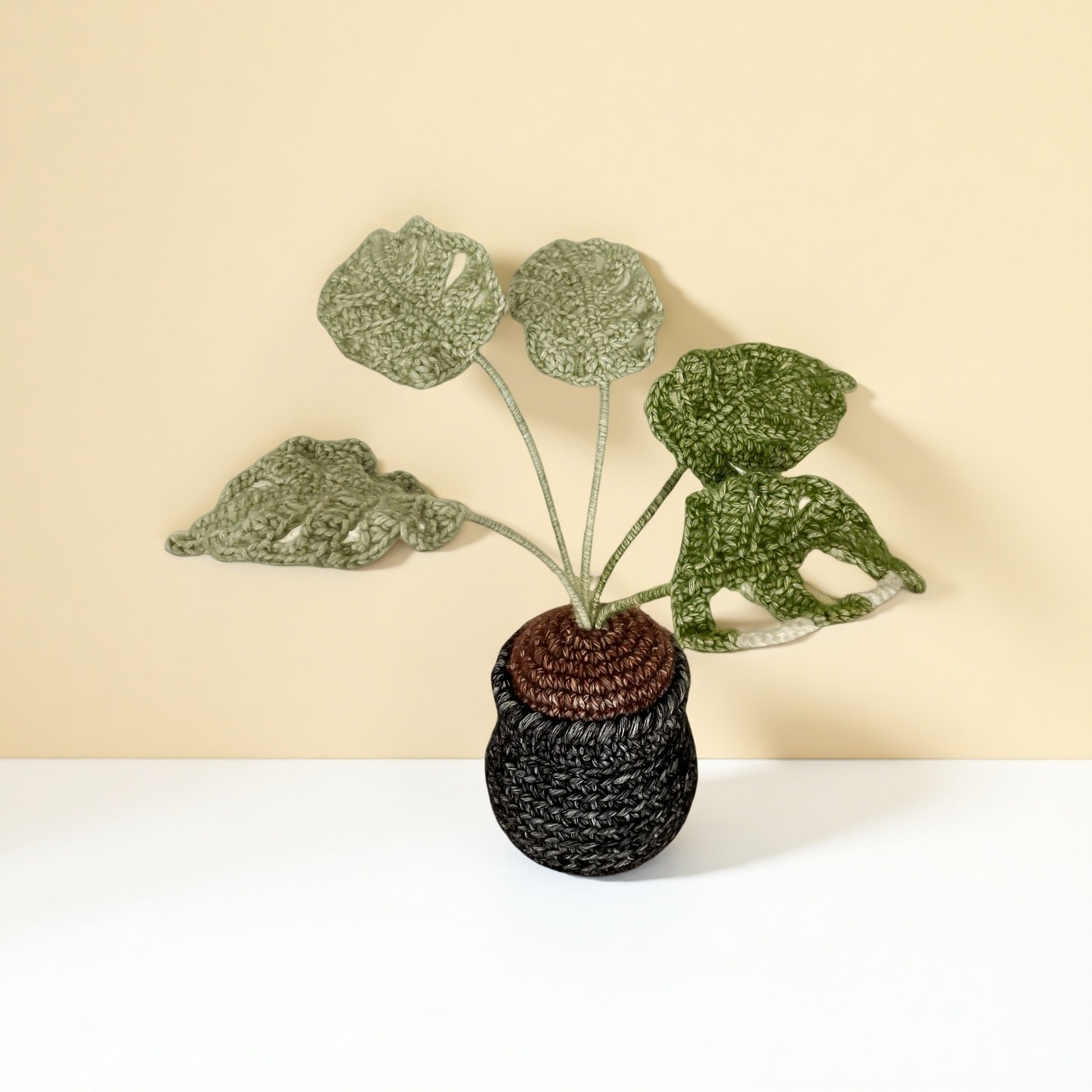 Handmade Crochet Monstera Plant Pot – Cute Desk Decoration