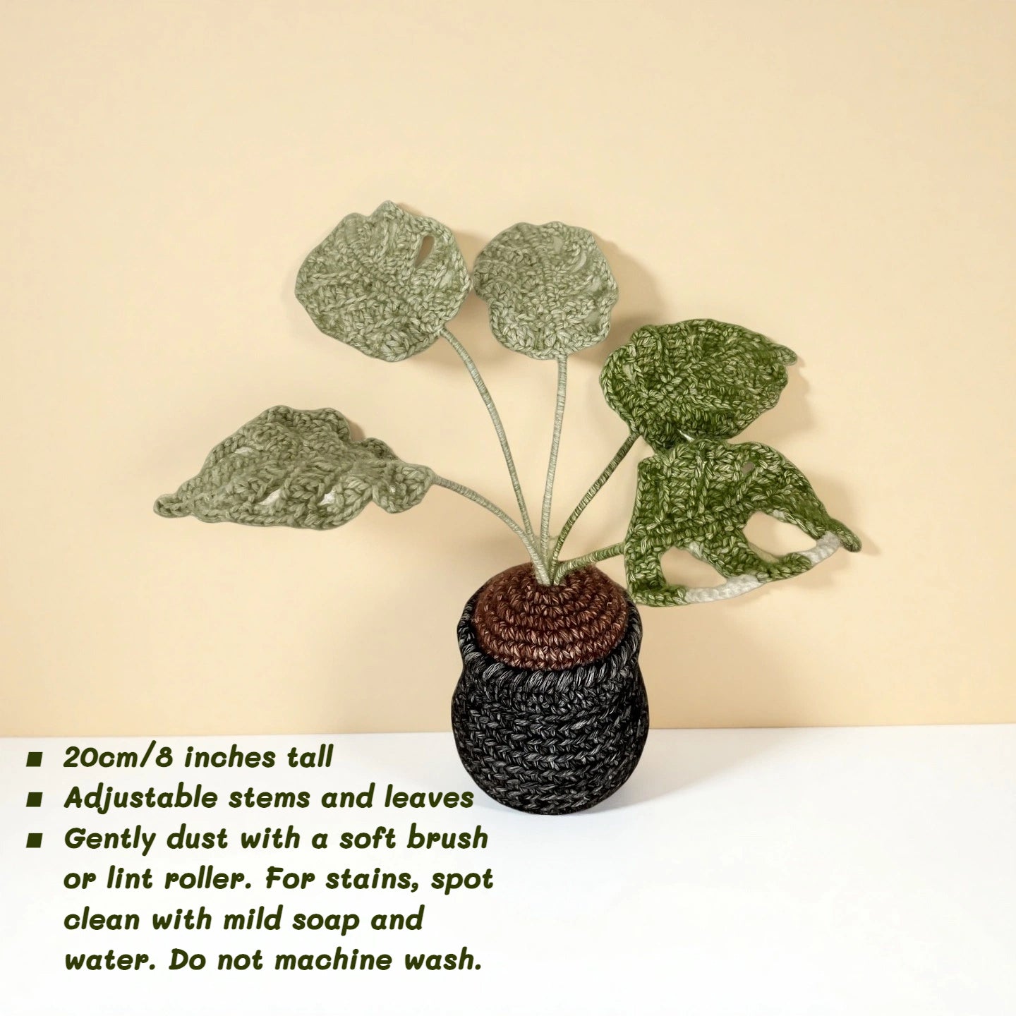 Handmade Crochet Monstera Plant Pot – Cute Desk Decoration