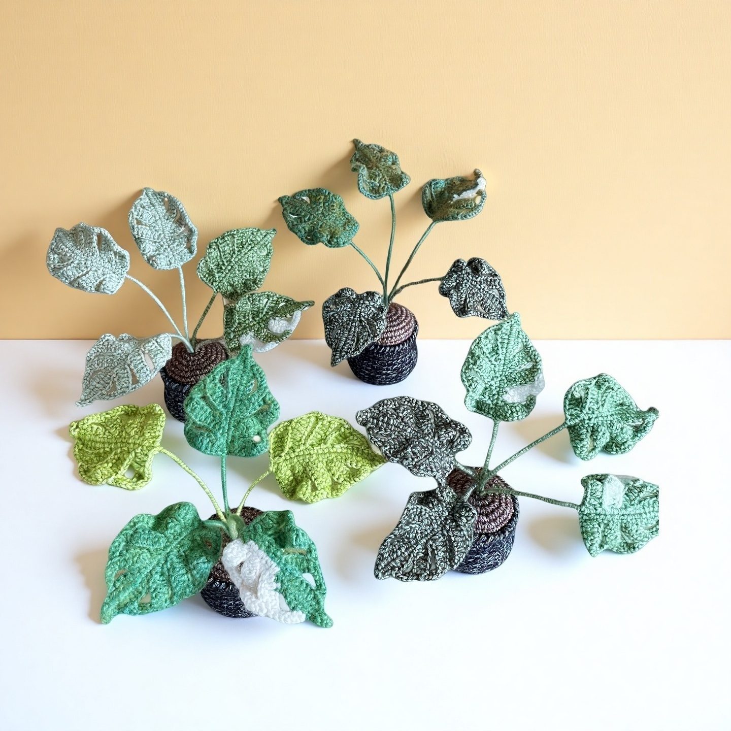 Handmade Crochet Monstera Plant Pot – Cute Desk Decoration